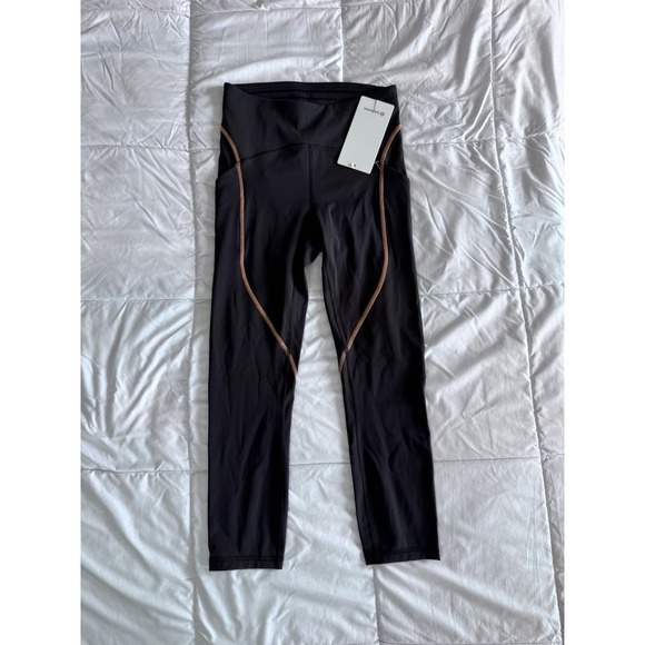 New Lululemon Power Thru HR Crop 23" Black Sz 6 Black LW6BV8S Compression, RARE - Picture 1 of 12